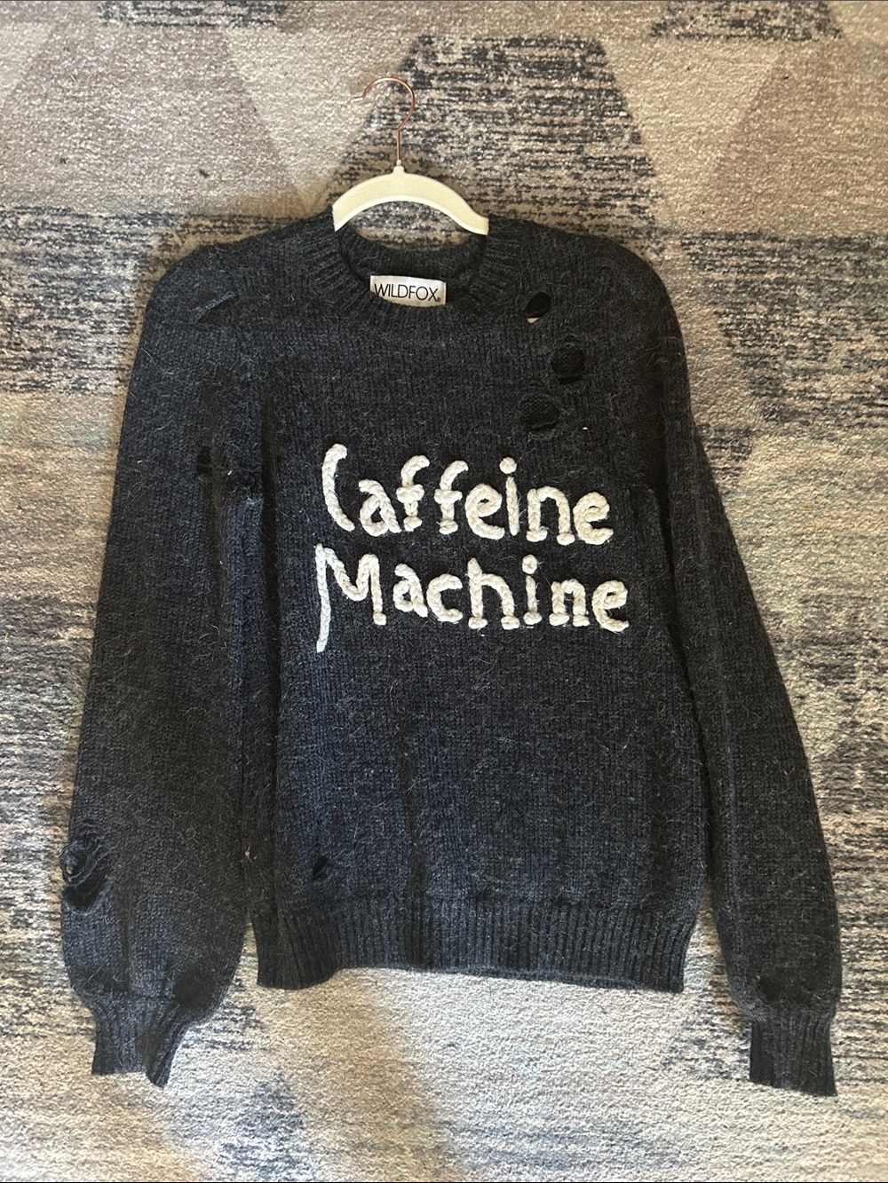 Wildfox Black 'Caffeine Machine' Knit Sweater